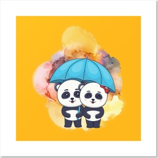 Romantic Cute Panda  - Adorable Panda - Kawaii Panda Posters and Art